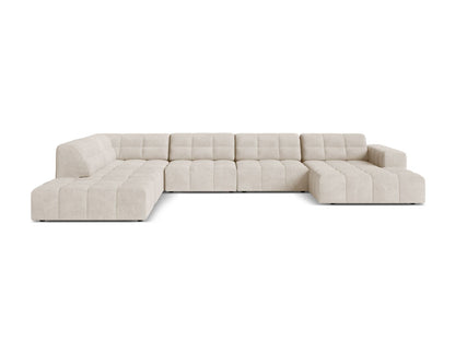 Chicago Panoramic Corner Sofa, 7 Seats, 375x263 cm — Light Beige / Left