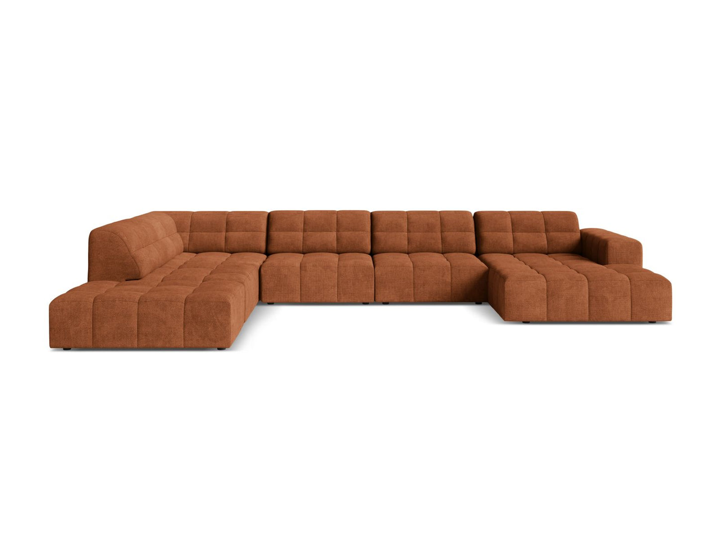 Chicago Panoramic Corner Sofa, 7 Seats, 375x263 cm — Brick / Left