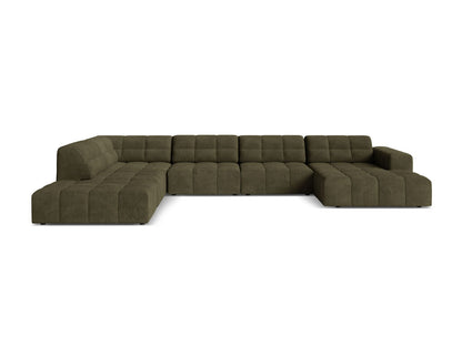Chicago Panoramic Corner Sofa, 7 Seats, 375x263 cm — Green / Left
