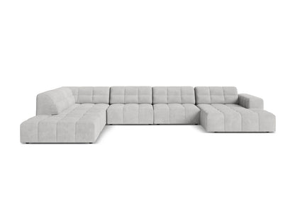 Chicago Panoramic Corner Sofa, 7 Seats, 375x263 cm — Silver / Left