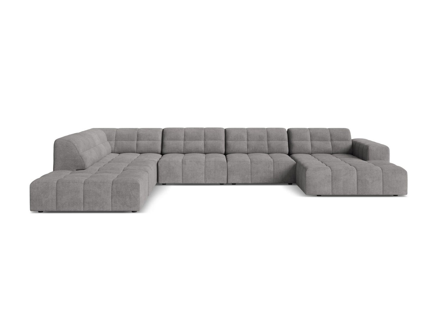 Chicago Panoramic Corner Sofa, 7 Seats, 375x263 cm — Light Grey / Left