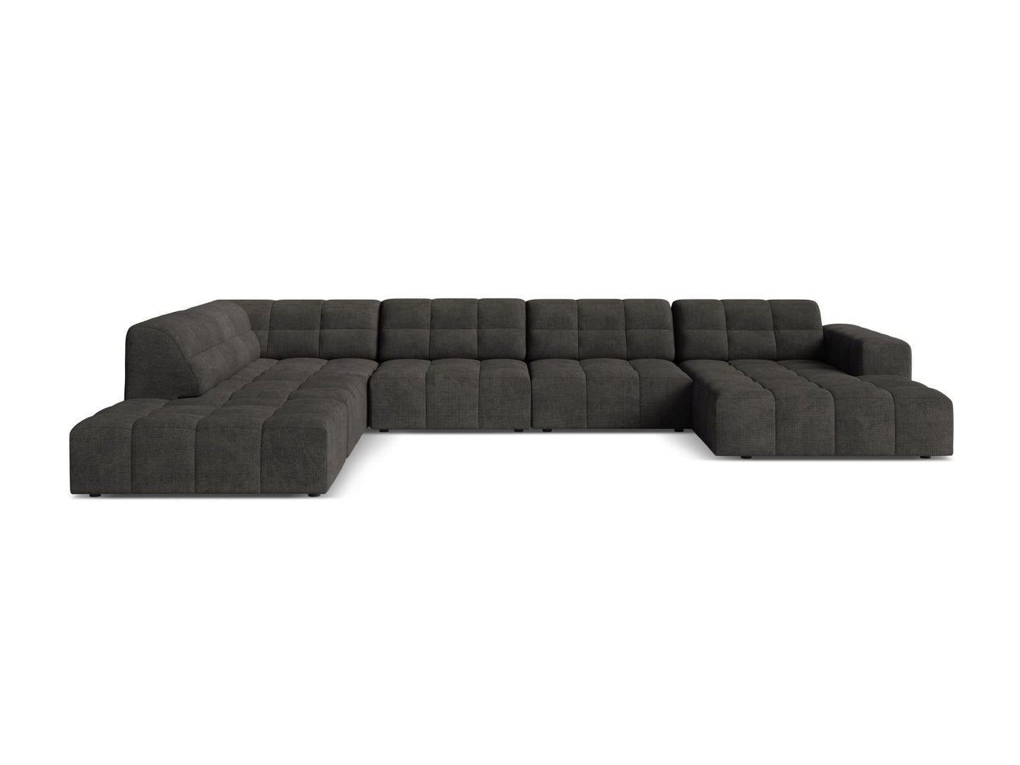 Chicago Panoramic Corner Sofa, 7 Seats, 375x263 cm — Dark Grey / Left