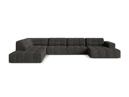 Chicago Panoramic Corner Sofa, 7 Seats, 375x263 cm — Dark Grey / Left
