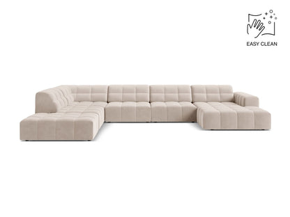 Chicago Panoramic Corner Sofa, 7 Seats, 375x263 cm — Light Beige / Left