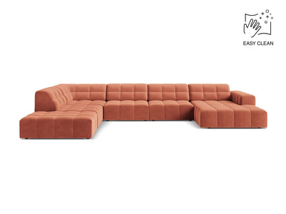 Chicago Panoramic Corner Sofa, 7 Seats, 375x263 cm — Coral / Left