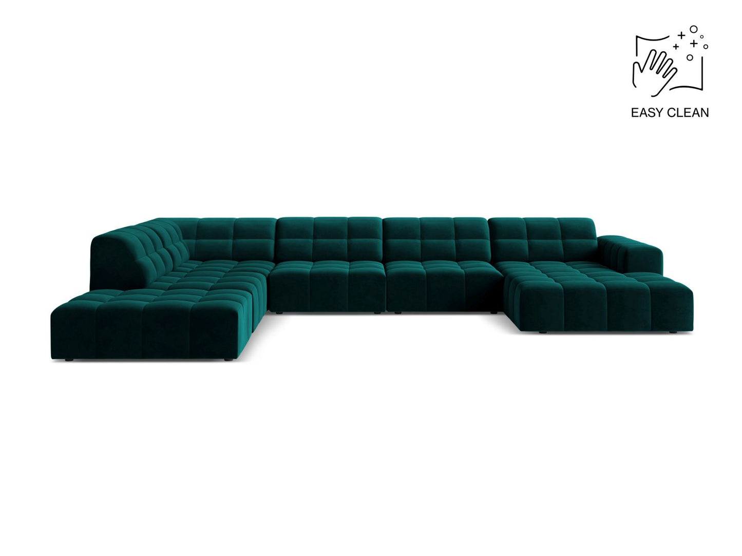 Chicago Panoramic Corner Sofa, 7 Seats, 375x263 cm — Deep Petrol / Left
