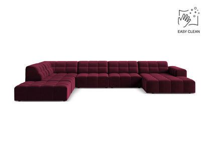 Chicago Panoramic Corner Sofa, 7 Seats, 375x263 cm — Burgundy / Left