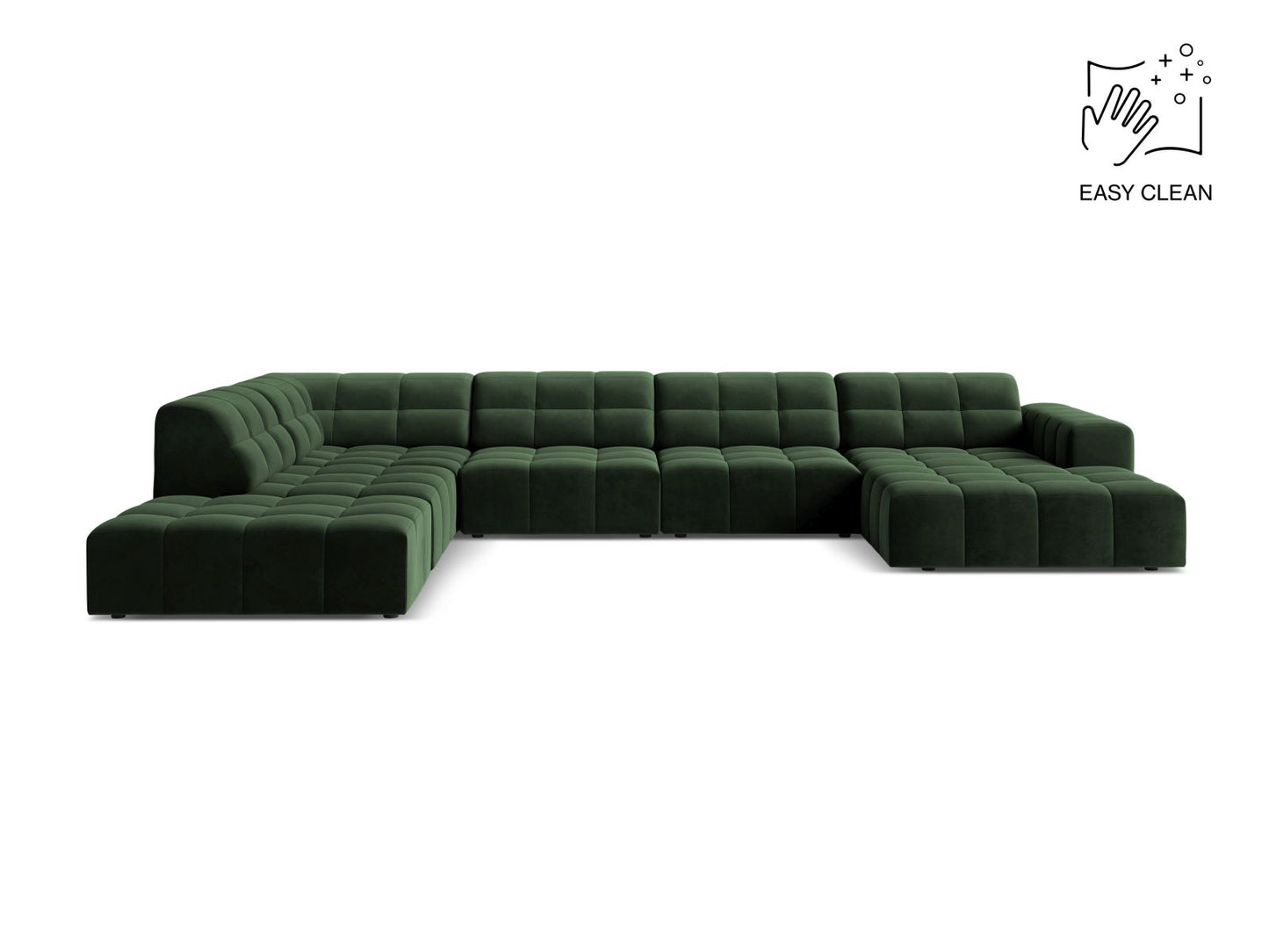 Chicago Panoramic Corner Sofa, 7 Seats, 375x263 cm — Bottle Green / Left