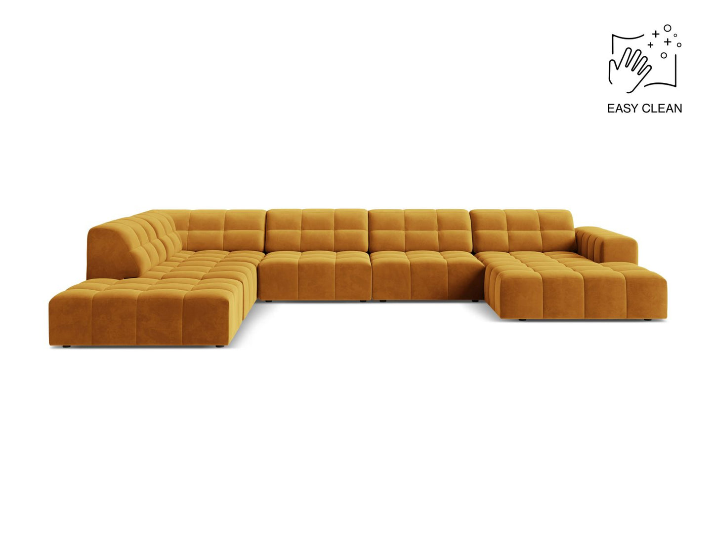 Chicago Panoramic Corner Sofa, 7 Seats, 375x263 cm — Yellow / Left