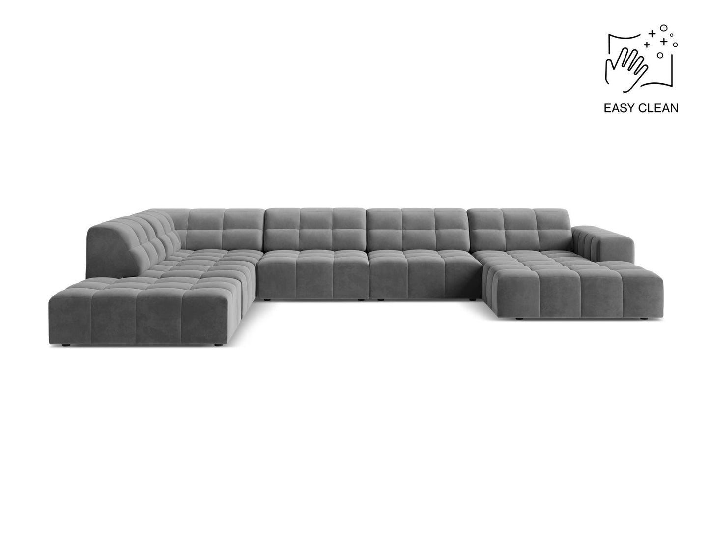 Chicago Panoramic Corner Sofa, 7 Seats, 375x263 cm — Light Grey / Left