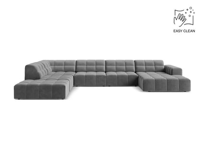 Chicago Panoramic Corner Sofa, 7 Seats, 375x263 cm — Light Grey / Left