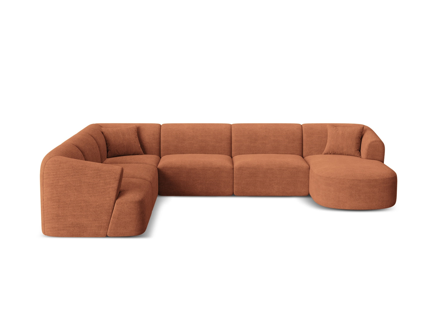Campi Modular Panoramic Corner Sofa, 7 Seats, 330x255 cm — Terracotta / Left