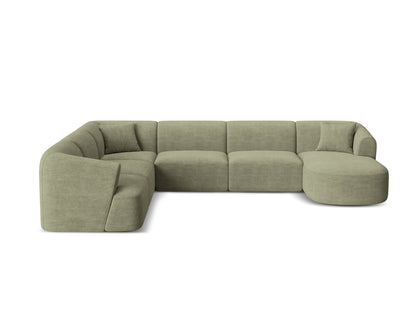 Campi Modular Panoramic Corner Sofa, 7 Seats, 330x255 cm — Moss Green / Left