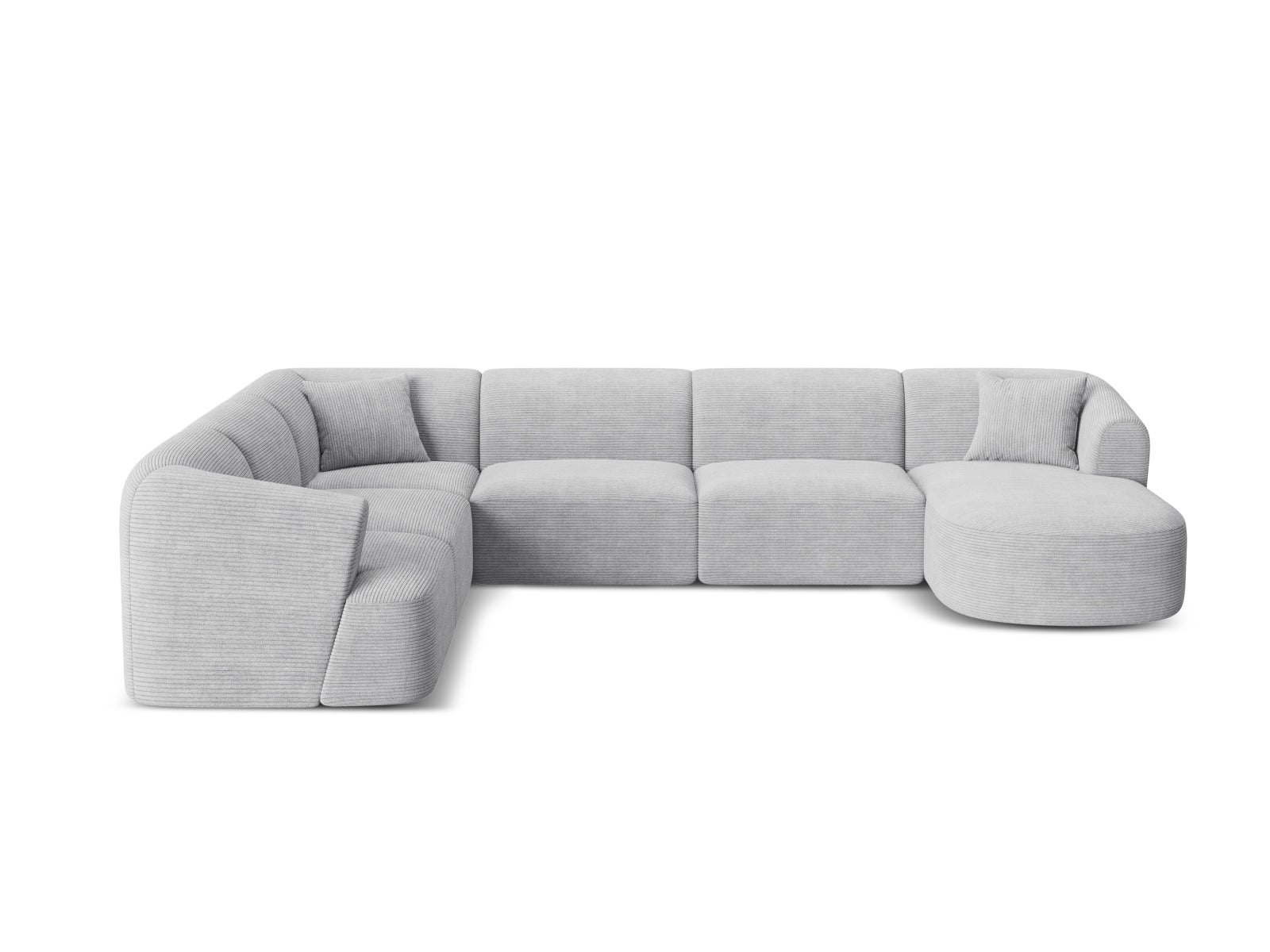 Campi Modular Panoramic Corner Sofa, 7 Seats, 330x255 cm — Silver / Left