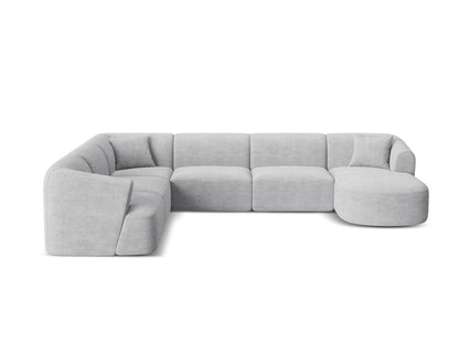 Campi Modular Panoramic Corner Sofa, 7 Seats, 330x255 cm — Silver / Left