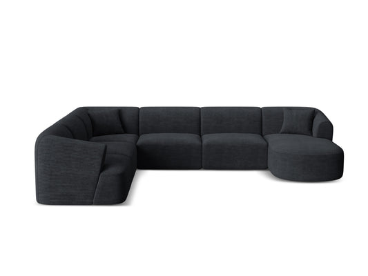 Campi Modular Panoramic Corner Sofa, 7 Seats, 330x255 cm — Black / Left