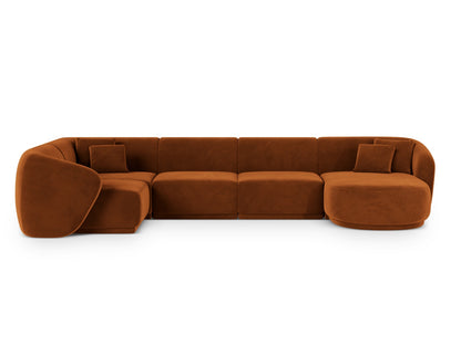 Gomera Panoramic Corner Sofa, 6 Seats, 336x166 cm — Terracotta / Left
