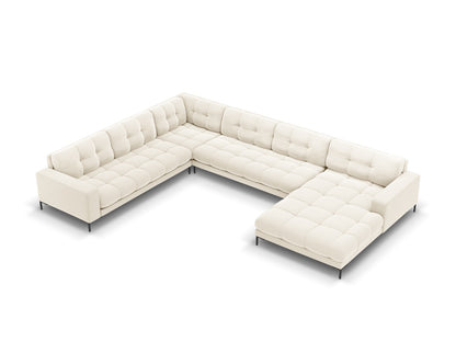 Bali Panoramic Corner Sofa, 7 Seats, 327x256 cm — Light Beige / Black Metal / Left