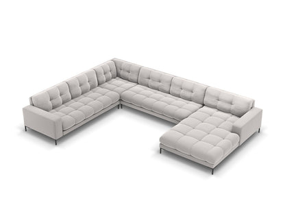 Bali Panoramic Corner Sofa, 7 Seats, 327x256 cm — Silver / Black Metal / Left