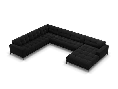 Bali Panoramic Corner Sofa, 7 Seats, 327x256 cm — Black / Black Metal / Left