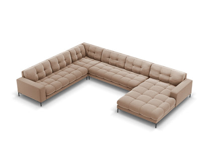 Bali Panoramic Corner Sofa, 7 Seats, 327x256 cm — Beige / Black Metal / Left