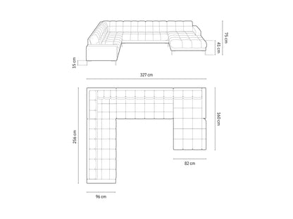 Bali Panoramic Corner Sofa, 7 Seats, 327x256 cm
