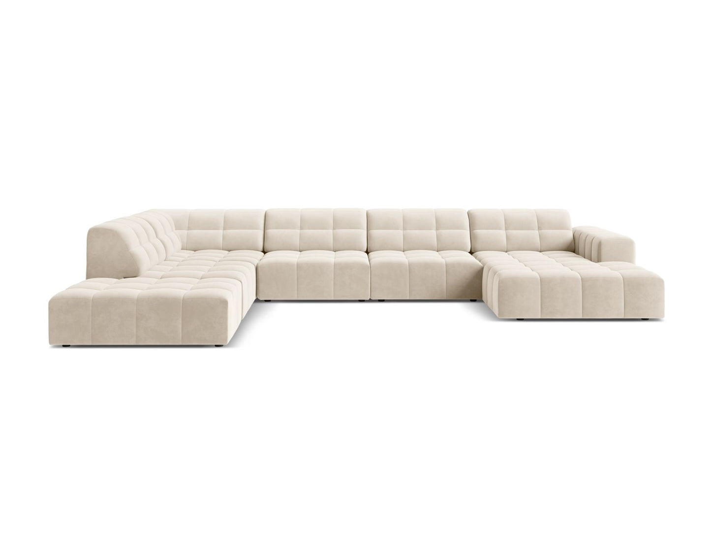 Chicago Panoramic Corner Sofa, 7 Seats, 375x263 cm — Light Beige / Left
