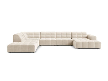 Chicago Panoramic Corner Sofa, 7 Seats, 375x263 cm — Light Beige / Left