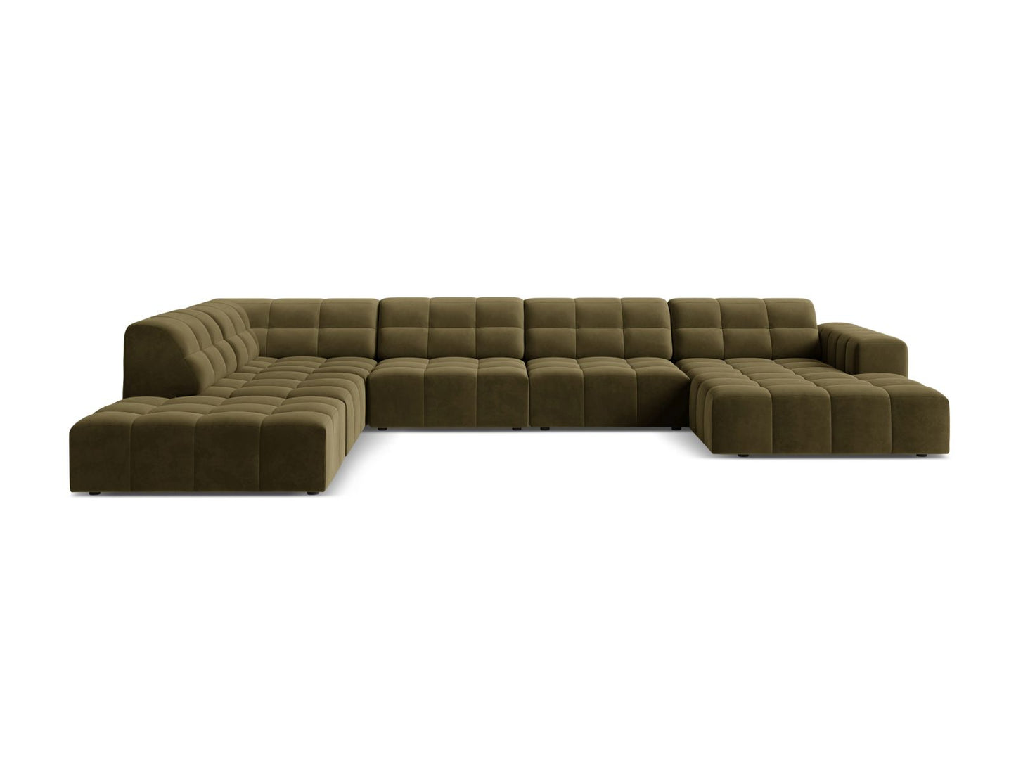 Chicago Panoramic Corner Sofa, 7 Seats, 375x263 cm — Green / Left