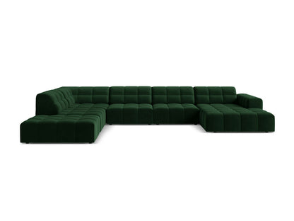 Chicago Panoramic Corner Sofa, 7 Seats, 375x263 cm — Bottle Green / Left