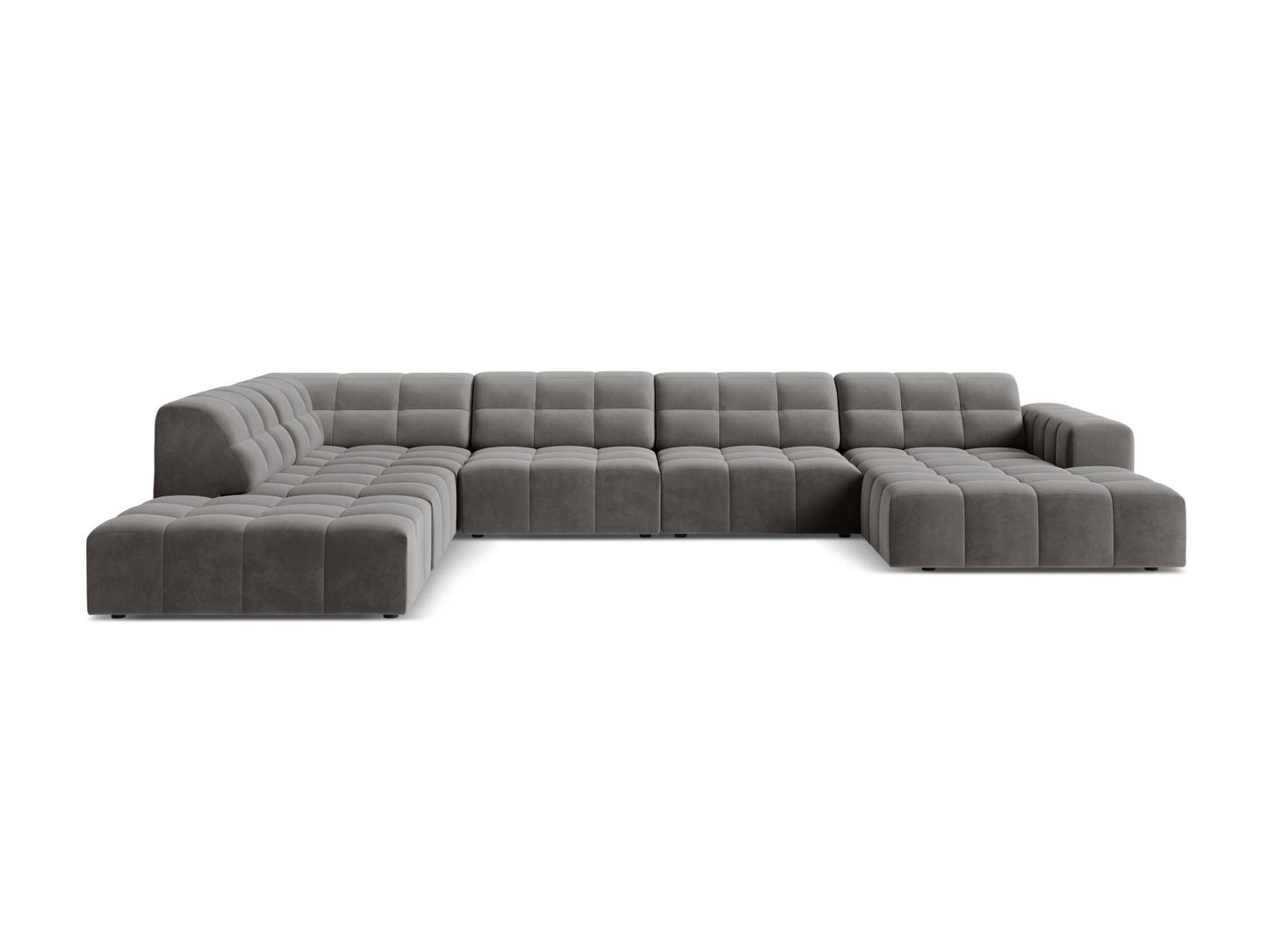 Chicago Panoramic Corner Sofa, 7 Seats, 375x263 cm — Light Grey / Left