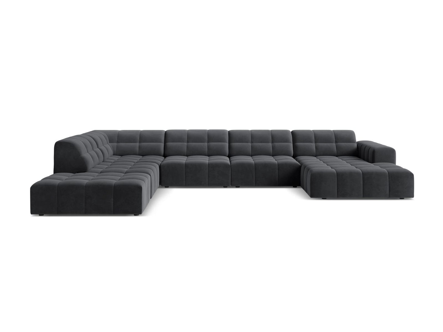 Chicago Panoramic Corner Sofa, 7 Seats, 375x263 cm — Grey / Left