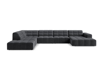 Chicago Panoramic Corner Sofa, 7 Seats, 375x263 cm — Grey / Left