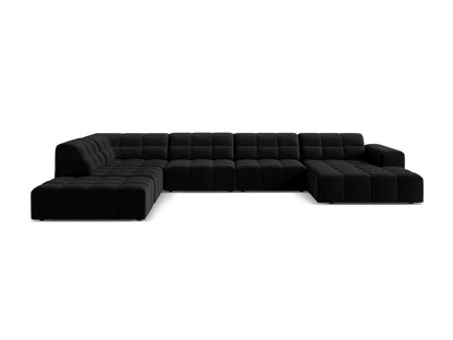 Chicago Panoramic Corner Sofa, 7 Seats, 375x263 cm — Black / Left
