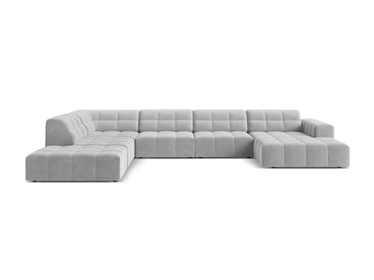 Chicago Panoramic Corner Sofa, 7 Seats, 375x263 cm — Silver / Left