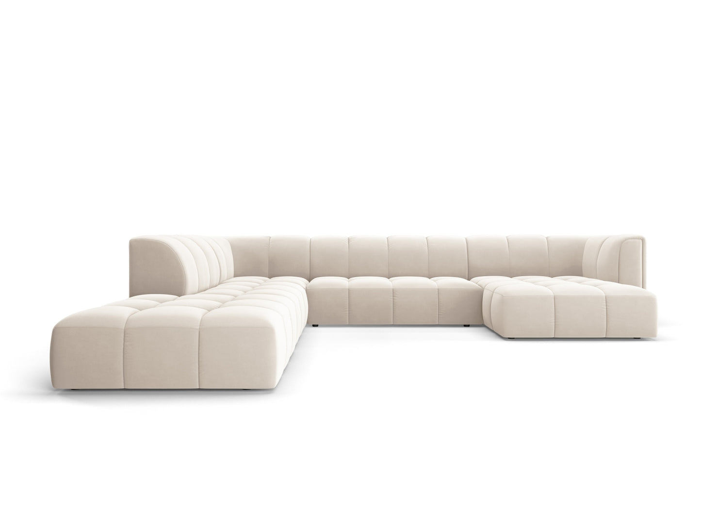 Moritz Modular Panoramic Corner Sofa, 7 Seats, 329x276 cm — Light Beige / Left