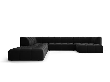 Moritz Modular Panoramic Corner Sofa, 7 Seats, 329x276 cm — Black / Left
