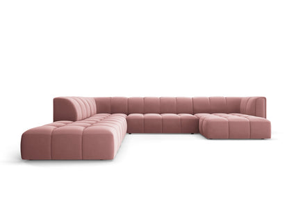 Moritz Modular Panoramic Corner Sofa, 7 Seats, 329x276 cm — Pink / Left