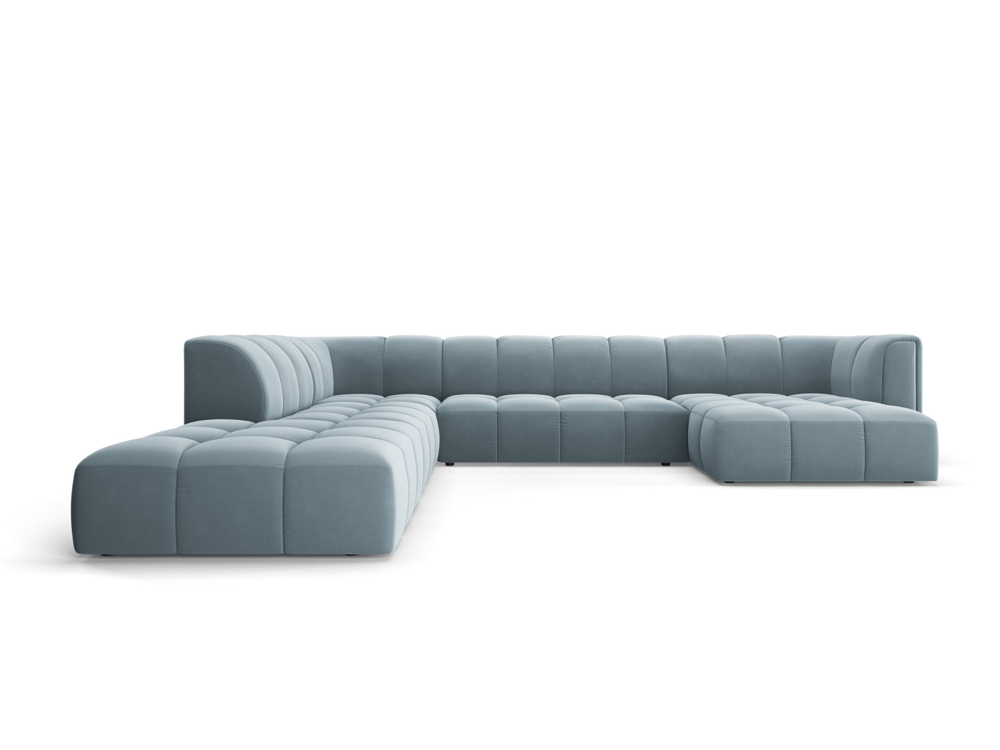 Moritz Modular Panoramic Corner Sofa, 7 Seats, 329x276 cm — Light Blue / Left