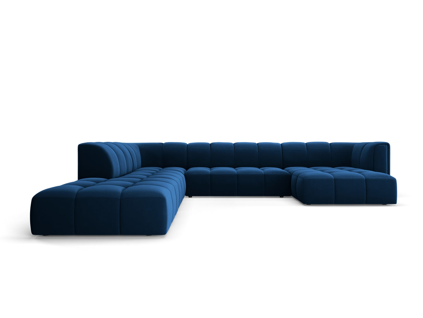 Moritz Modular Panoramic Corner Sofa, 7 Seats, 329x276 cm — Royal Blue / Left
