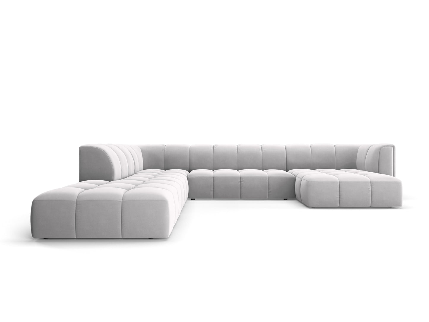 Moritz Modular Panoramic Corner Sofa, 7 Seats, 329x276 cm — Silver / Left