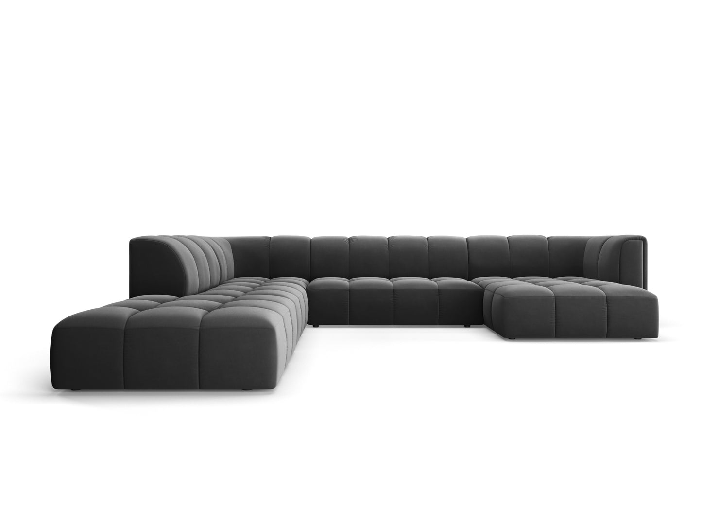 Moritz Modular Panoramic Corner Sofa, 7 Seats, 329x276 cm — Grey / Left
