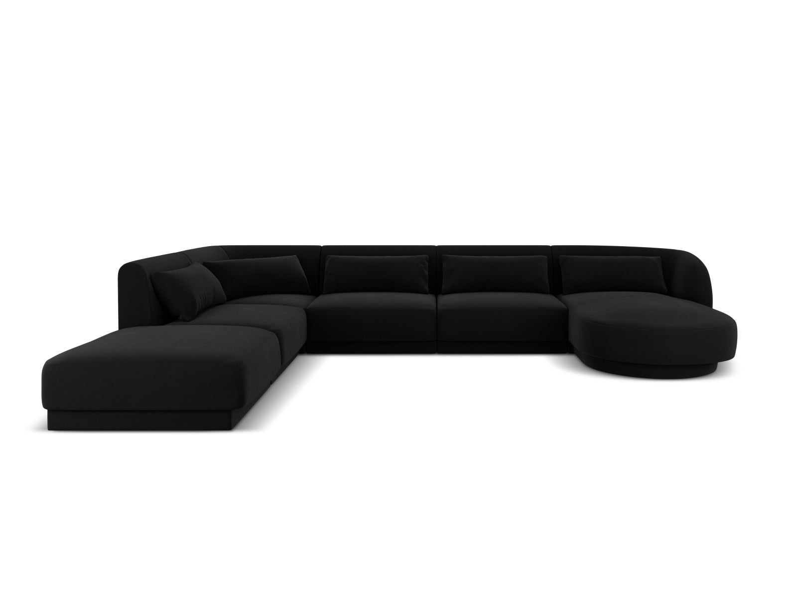 Tulum Panoramic Corner Sofa, 6 Seats, 330x255 cm — Black / Left
