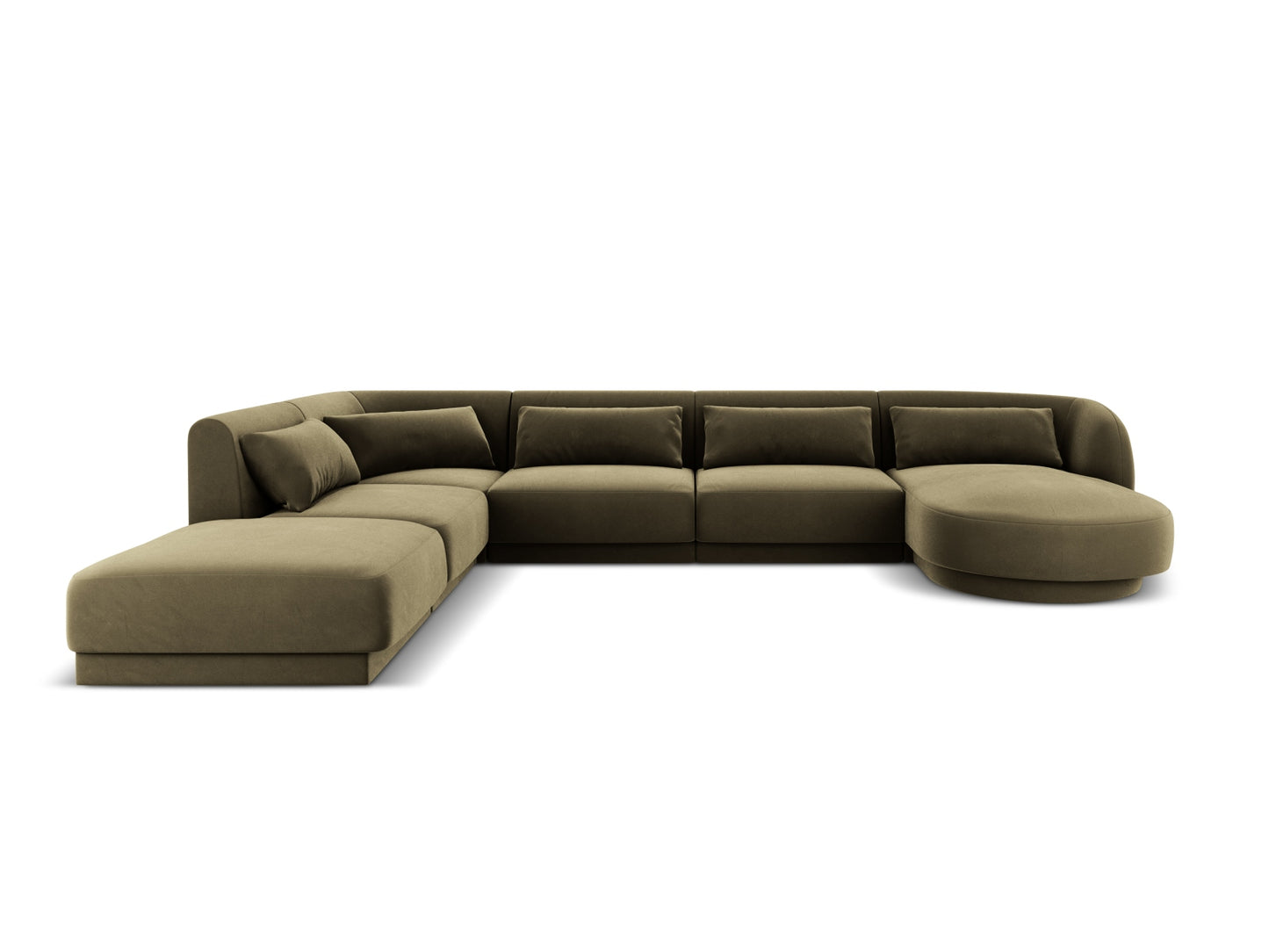 Tulum Panoramic Corner Sofa, 6 Seats, 330x255 cm — Green / Left