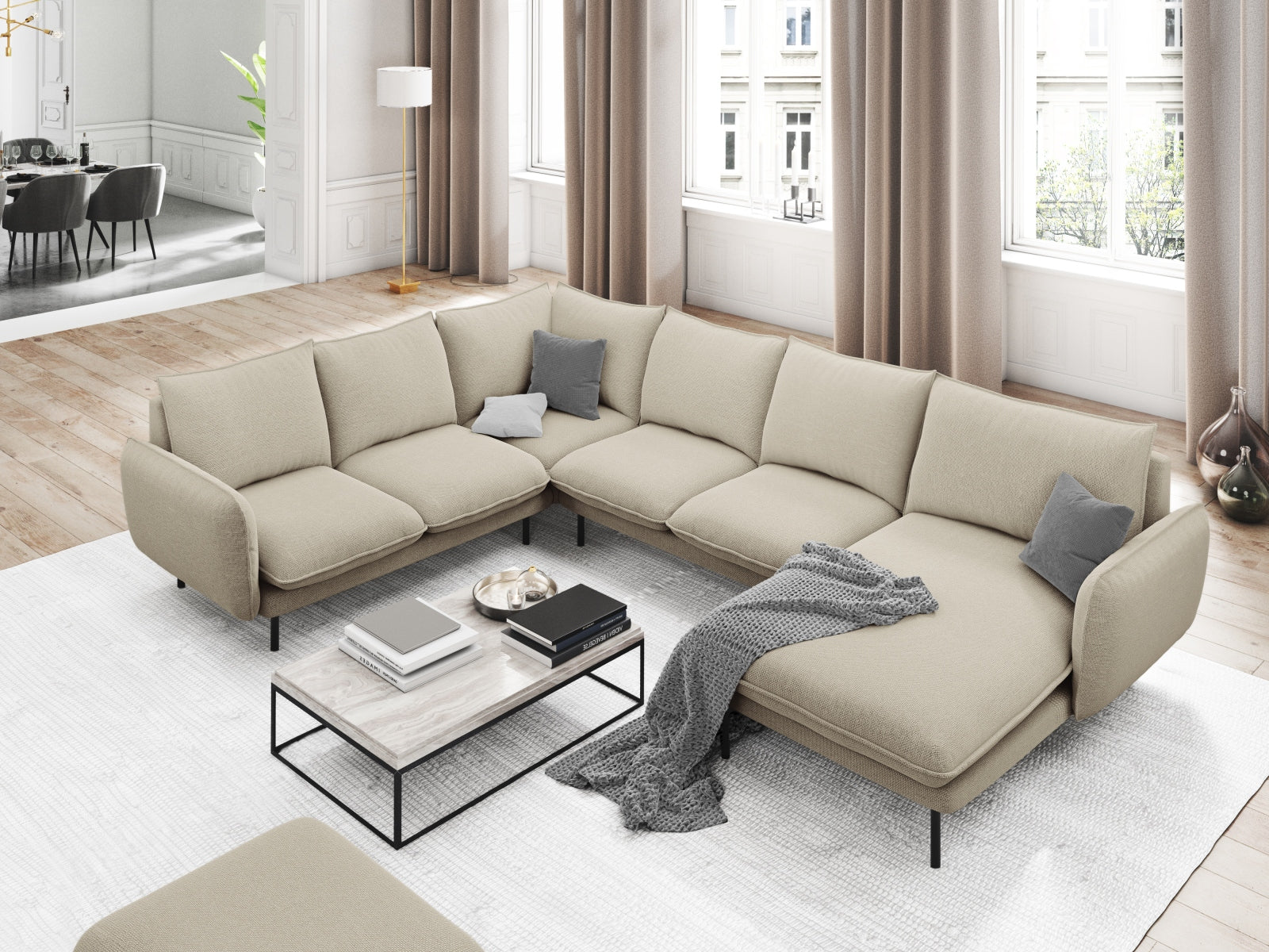 Vienna Panoramic Corner Sofa, 7 Seats, 330x235 cm