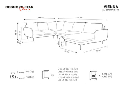 Vienna Panoramic Corner Sofa, 7 Seats, 330x235 cm