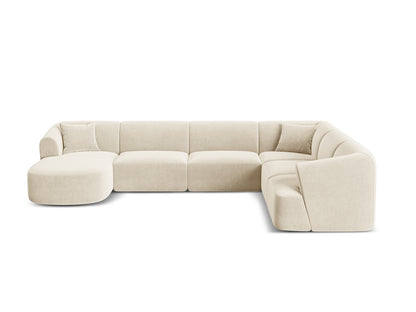 Campi Modular Panoramic Corner Sofa, 7 Seats, 330x255 cm — Light Beige / Right