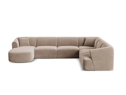 Campi Modular Panoramic Corner Sofa, 7 Seats, 330x255 cm — Dark Beige / Right