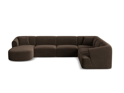 Campi Modular Panoramic Corner Sofa, 7 Seats, 330x255 cm — Chocolate / Right