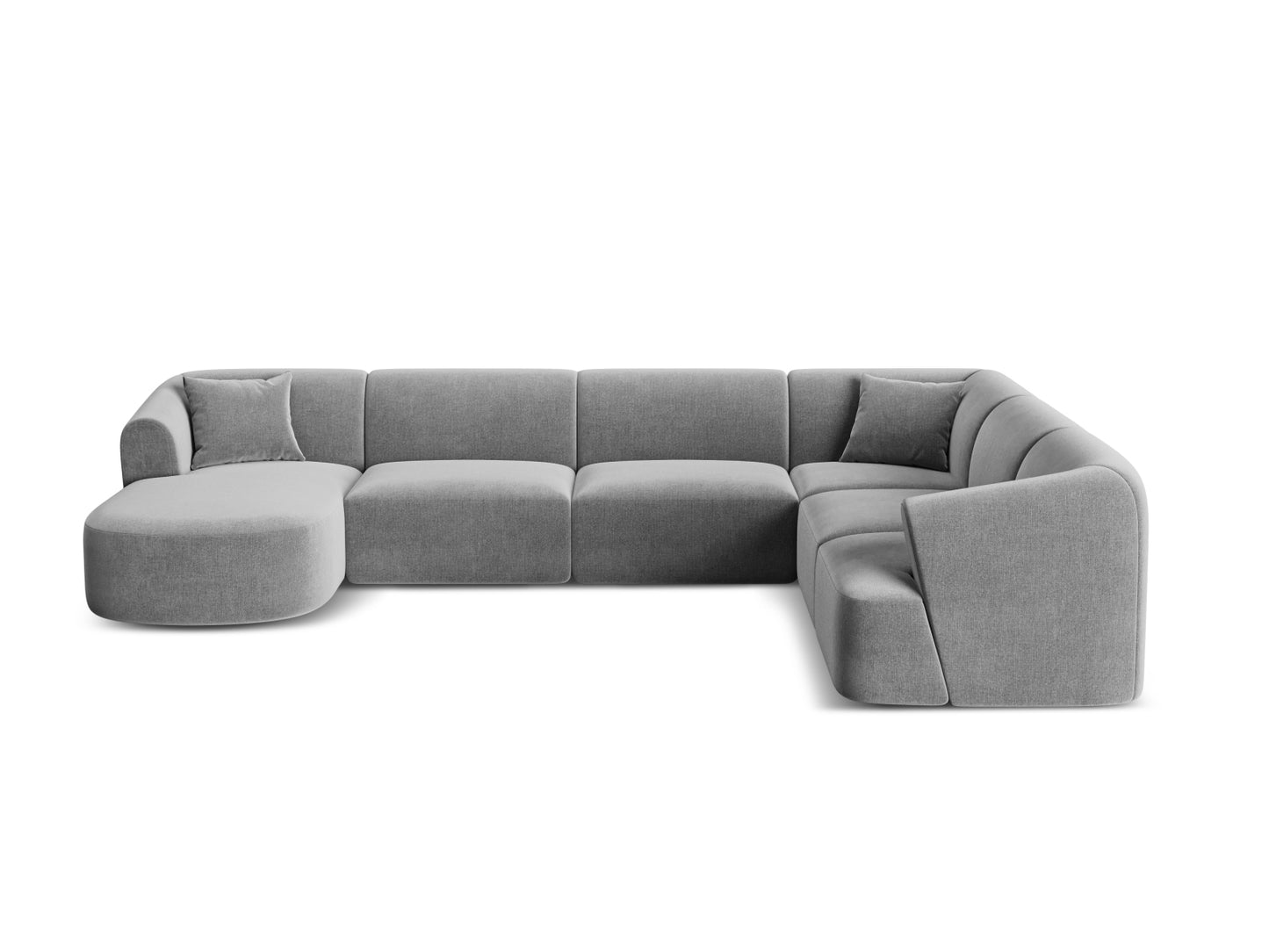 Campi Modular Panoramic Corner Sofa, 7 Seats, 330x255 cm — Grey / Right